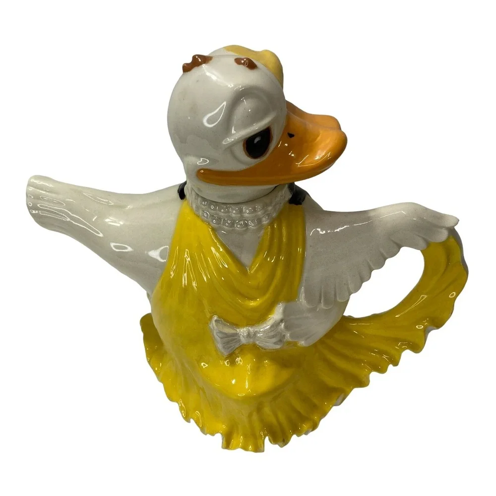 Dancing Duck Couple Teapot with‎ Duck Sugar Bowl Tea party  Tea Lover Gift Vtg